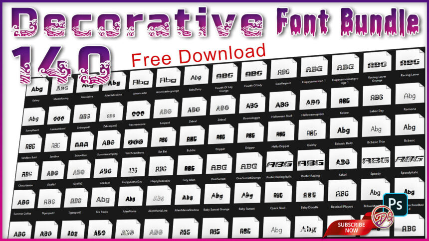 140 Decorative Font Bundle Free Download
