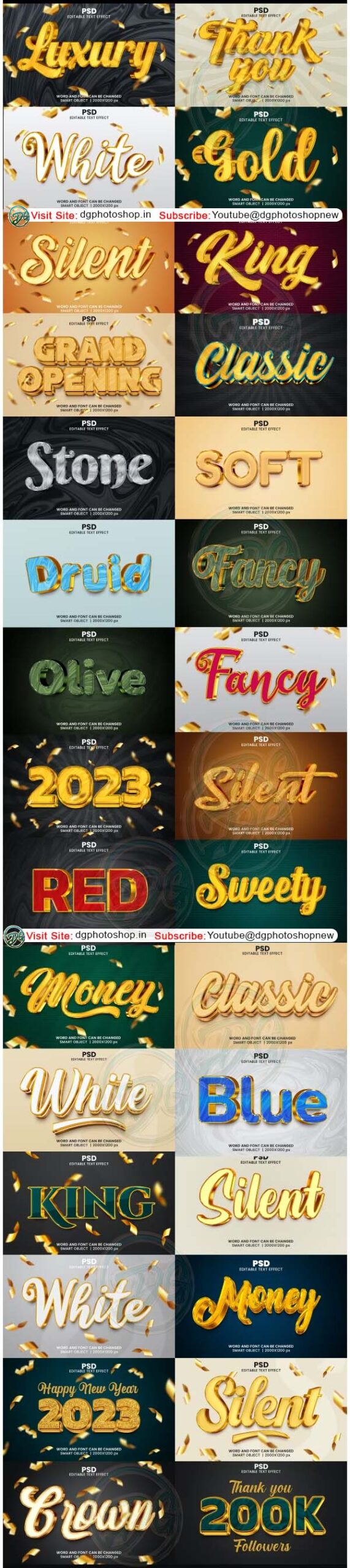 2023 Luxury Photoshop Editable 3d Text Effect Style Pack Free Download