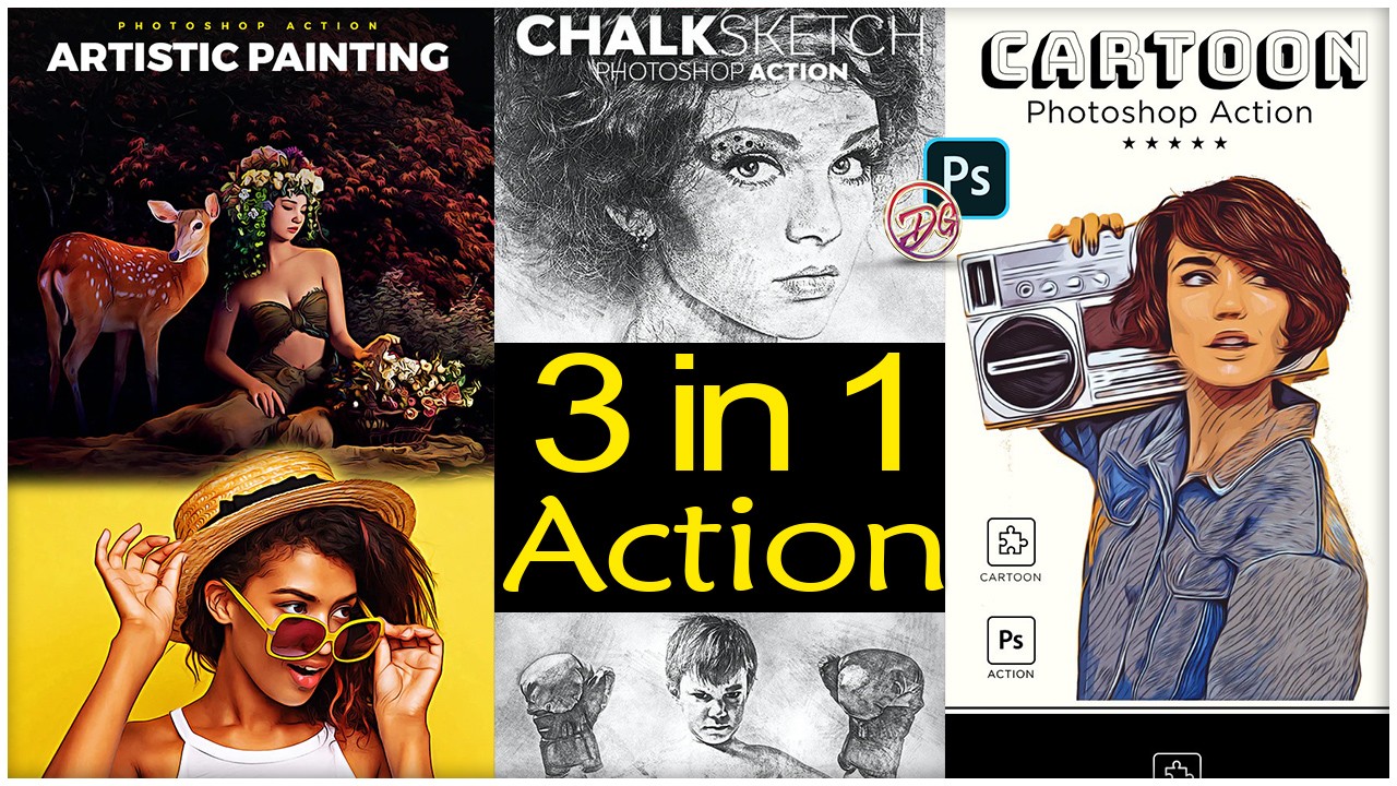 3 in 1 Photoshop Action Bundle Free