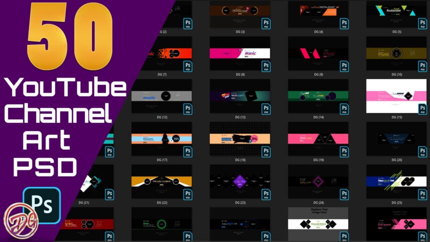 50 YouTube Channel Art PSD