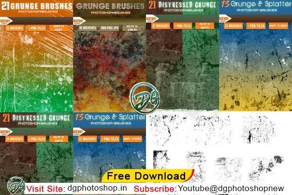 65 Grunge Brushes for Photoshop +PNG Free dgpik