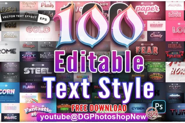 Creative 100 Editable Text Effects Vector Bundle Free Download