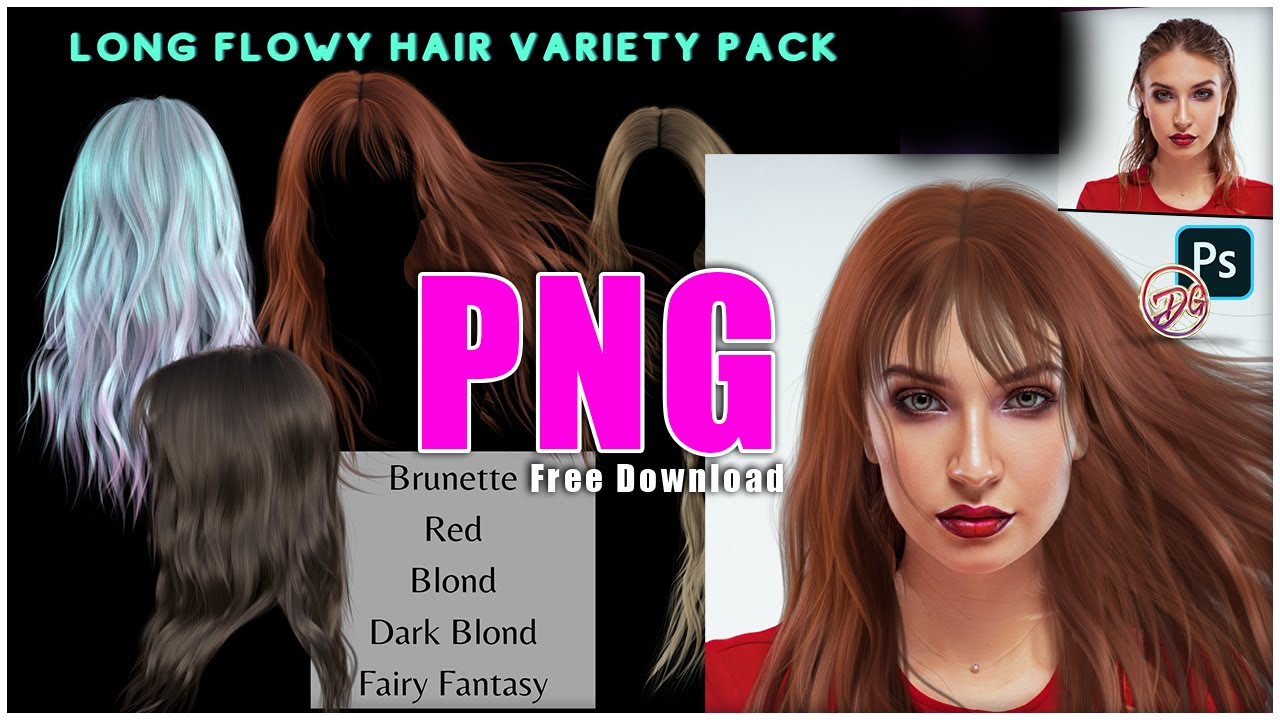 Long Flowy Hair PNG Pack Download Free