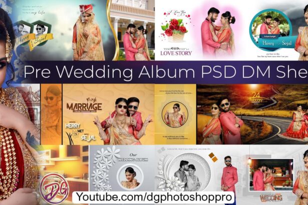 12 Beautiful Pre Wedding Album PSD DM Sheets