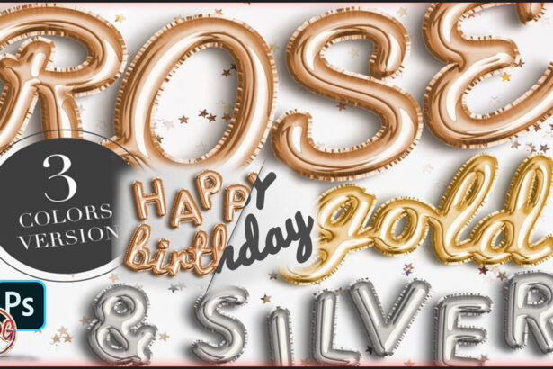 Balloon Foils Text Effect Psd Mockup