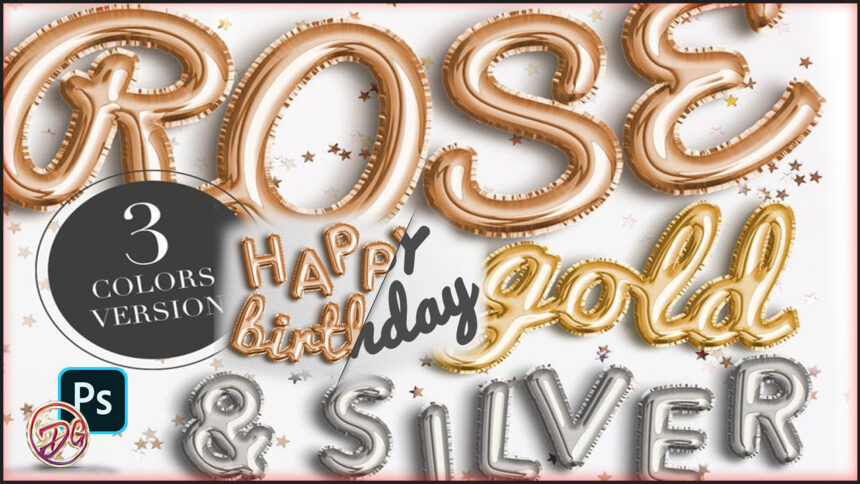 Balloon Foils Text Effect Psd Mockup