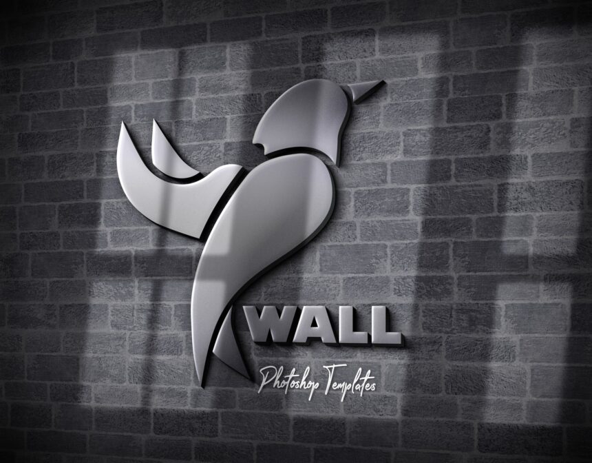 Free Download Wall Logo Mockup PSD Files