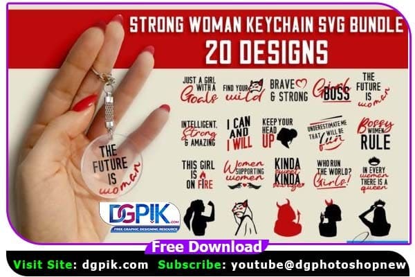 Strong Woman SVG Key chain PNG Bundle