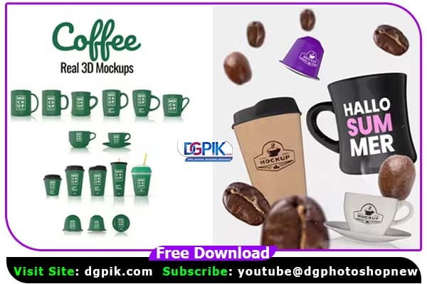 Coffee Cups Real 3D Psd Mockups