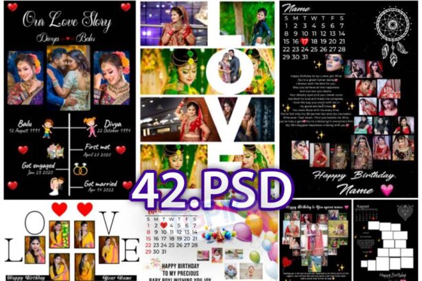 42 Anniversary and Birthday Customized Photo Frame PSD For Photoshop