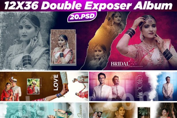 12X36 Double Exposer Wedding Album (20 Premium PSD)