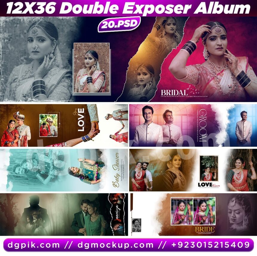 12X36 Double Exposer Wedding Album (20 Premium PSD)