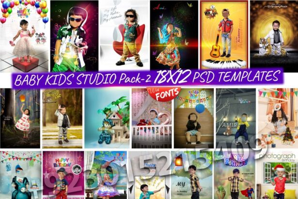 BABY KIDS STUDIO Pack-2 18X12 PSD TEMPLATES DG1096