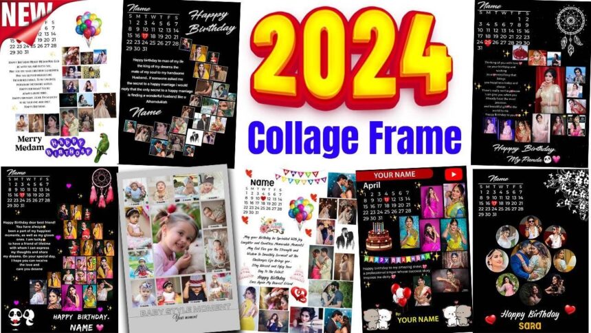 New 2024 Collage Frame Anniversary and Birthday Customized Photo Frame PSD For Photoshop