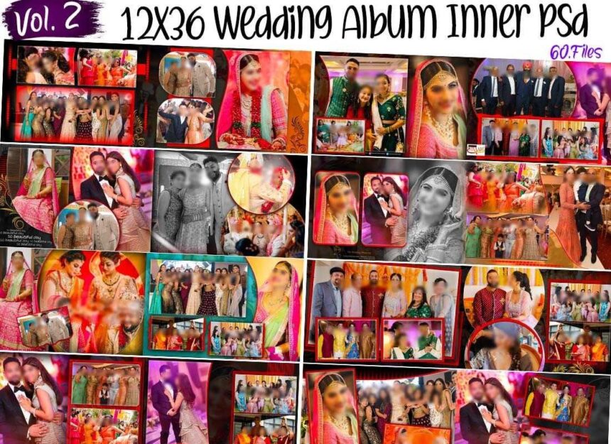 VOL-2=12x36 Wedding Album Inner Psd Templates