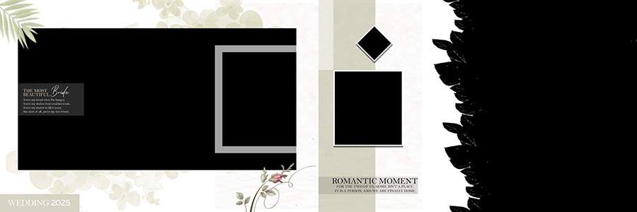 12x36 wedding album inner PSD with couple photo collage design