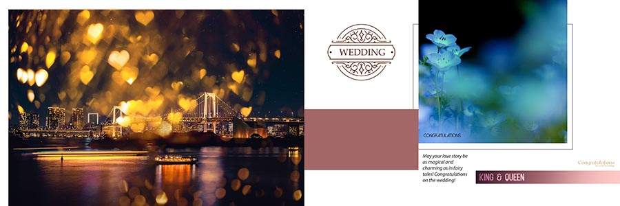 Free creative wedding album 12x36 PSD layout for photo editing projects